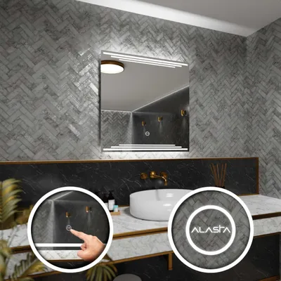 Produktbild von Badspiegel mit LED Beleuchtung und Touch-Schalter - Burma - 100 cm, 100 cm