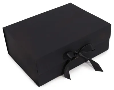 Produktbild von Faltbare Geschenkbox mit Schleife, 33x25x12 cm - Schwarz