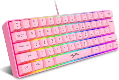 Produktbild von 60% kabelgebundene RGB-Gaming-Tastatur, 61-Tasten-Minitastatur mit 11 RGB-Chroma-Hintergrundbeleuchtung, schwebende ABS-Tastenkappen, vollständige