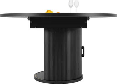 Produktbild von STILVORA Esstisch mit ausziehbare Tischplatte,Runder Esszimmertisch für 6 Personen,Küchentisch ausziehbar zu oval,Schwarz
