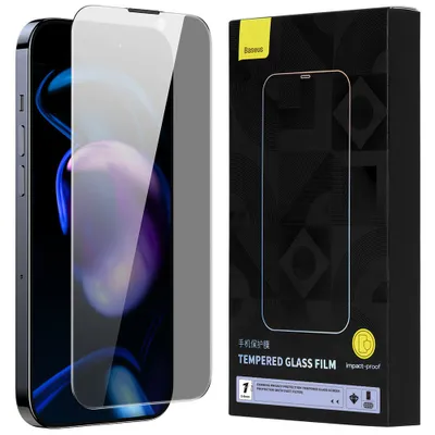 Produktbild von Baseus Privacy Tempered Glass für iPhone 14 Pro Vollbild 0,4 mm Blickschutzfilter Anti Spy + Montageset
