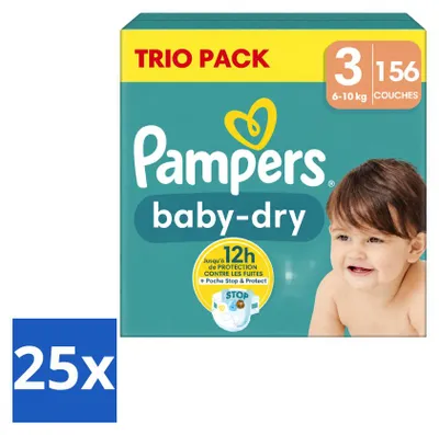 Productafbeelding van 25 x Pampers Baby-Dry luiers, maat 3, 6-10 kg - voordeelverpakking - 25 stuks