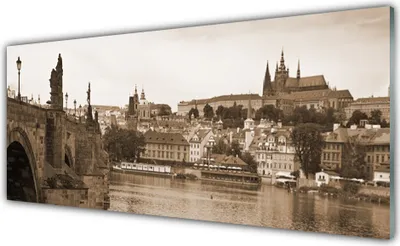 Produktbild von Acrylglasbilder 125x50 Wandbild Druck Prag Brücke Landschaft