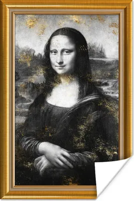 Produktbild von MuchoWow® Poster Mona Lisa - Da Vinci - Gold - Rahmen 80x120 cm - Papierdruck