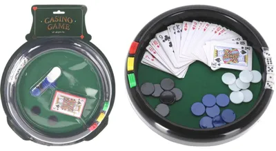 Image de 12x Casino Set Accessoires Jetons de poker Tapis de jeu Mallette Familles Cartes Société