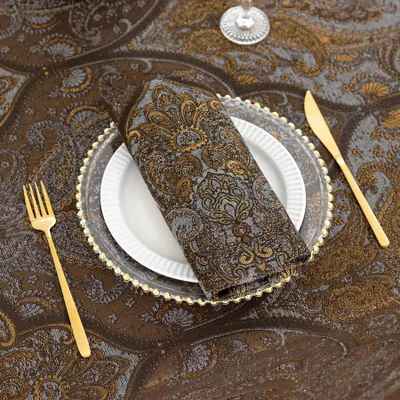 Stoffservietten 45x45 cm, 4er-Set, Grau & Gold