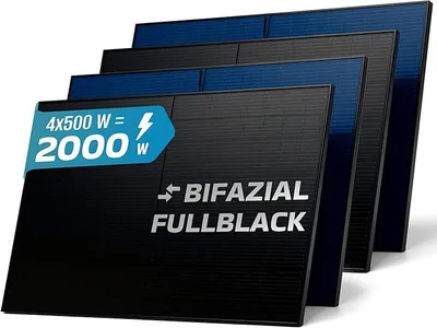 Produktbild von SUNNIVA® Solarmodul 4x 500 W FULL BLACK Bifazial Glas/Glas PV Modul Solarpanel - PMax 2000W (4x500W) Bifacial N-Type, für Balkonkraftwerk oder PV Sola