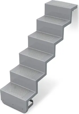 Produktbild von Treppe Eleganz 60 lang | 5-stufig | Randbefestigung lange Ausführung | Silbergrau