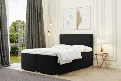 Produktbild von Boxspringbett Schlafzimmerbett DUSTY 180x200cm in Stoff Riviera Schwarz