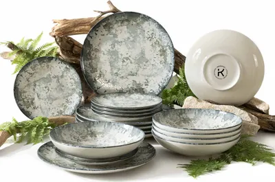 Obrázek produktu pro KONSIMO jídelní souprava FINGO, vyrobená v EU, (18-dílná), pro 6 osob, porcelán, vhodné do myčky, vhodné do mikrovlnky, kulatý tvar, tvrdý porcelán