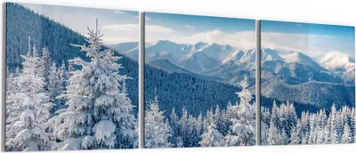 Produktbild von DEQORI Glasbild Echtglas 3x50x50 cm 'Karpatenwinter' Wandbilder XXL groß