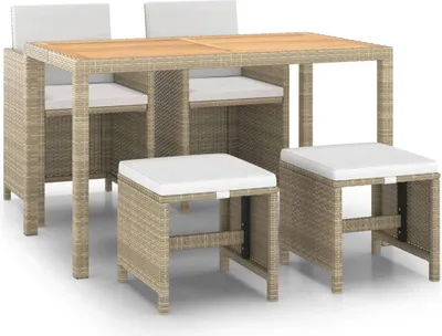 Immagine prodotto di vidaXL set da pranzo da giardino 5 pezzi con cuscini in rattan beige