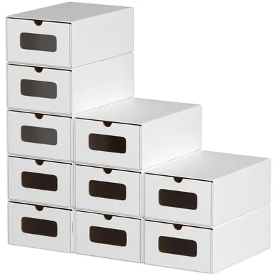 Produktbild von Aopunly 10x Schuhboxen mit Sichtfenster Schuhaufbewahrung Aufbewahrungsbox Stapelbar Storage Box Schuhbox Schuhkarton Schuhschachtel Allzweckbox Weiß