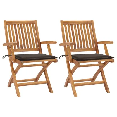 Produktbild von Gartenstühle 2 Stk. mit Taupe Kissen Teak Massivholz
