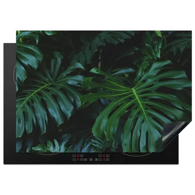 Produktbild von KitchenYeah© Herdabdeckplatte Blätter - Tropisch - Monstera - Dschungel , 75x52cm, Küche Deko, Glaskeramikkochfeld Herdabdeckung, Abdeckplatte fùr Kochfeld