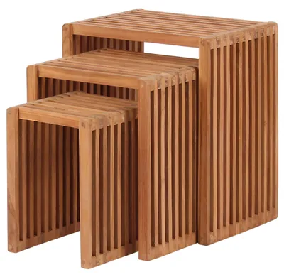 Produktbild von Teakholz Garten-/Beistelltische - bene living - 3er Set-Kombination