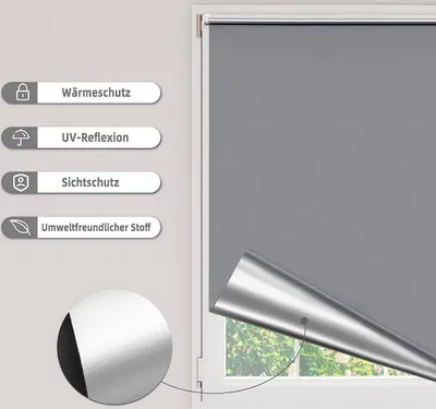 Produktbild von WOLTU Verdunklungsrollo ohne Bohren, Klemmfix, Grau 90x210 cm