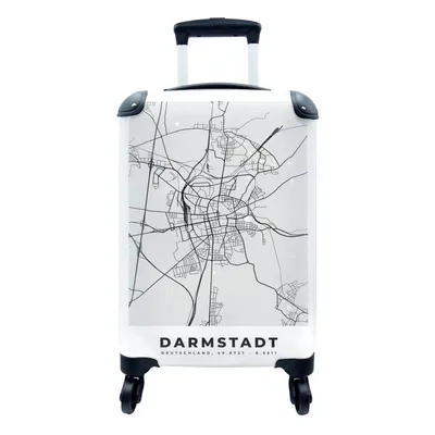 Produktbild von MuchoWow® Koffer Handgepäck Trolley Rollkoffer Kleine Reisekoffer mit 4 Rollen - Karte - Darmstadt - Deutschland - Stadtplan - Karte - Cabin Size < 55x40x23 cm & 55x40x20 cm - Fotokoffer - Kabinenkoffer - Boardgepäck - Reise-Box - Reisekoffer - Reisegepäck - Koffer mit Bild - Trolley für Kinder