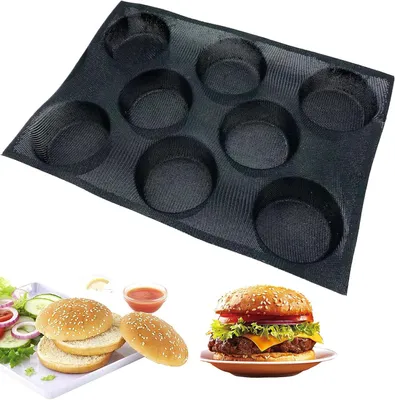 Productafbeelding van Broodjes Bakvorm - Hamburger Pan - Broodjes Bakken - Geperforeerd Netwerk - 43 x 30 cm - Grijs