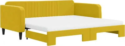 Obrázek produktu pro vidaXL Rozkládací postel s matracemi Žlutá 100x200 cm Velvet