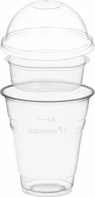 Produktbild von 50x  Trinkbecher 300ml + Domdeckel ohne Loch + Einsatzbecher Ø 96mm (PLA)