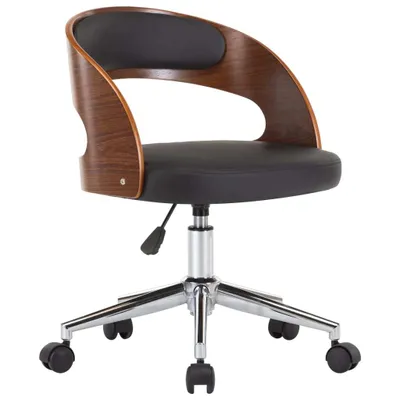 Image de Chaise de salle à manger Pivotante Noir Bois courbé et similicuir