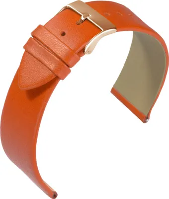 Produktbild von EULIT Uhrenarmband | Nappaleder orange ohne Naht | Dornschließe, Stegbreite:20mm, Schließe:Roséfarben
