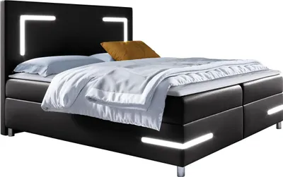 Produktbild von MIRJAN24 Boxspringbett Delos LED, Ehebett mit Hauptmatratze, Topper und LED-Beleuchtung, zwei Bettkästen (Soft 011, Größe: 160x200 cm)