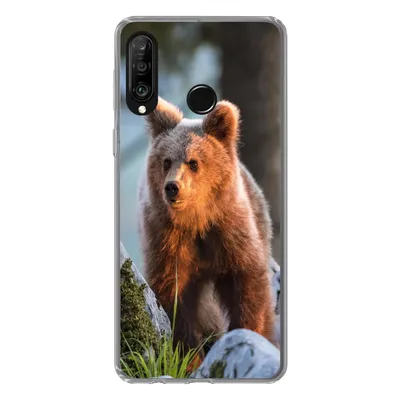 Produktbild von MuchoWow® Handyhülle Schutzhülle Hülle für Huawei P30 Lite Bär - Braun - Tier Silikon Softcase Handy Hülle - Handyhülle