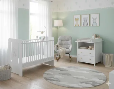 Produktbild von Gitterbett mit Matratze & Kleiner Teddybar Gravur 120x60cm, 3 ausziehbare Sprossen, 3-Stufen-Verstellung , Kiefernholz, Für Mädchen und Junge, Weiß
