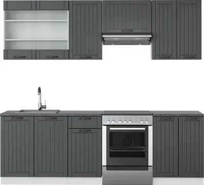 Produktbild von Küchenzeile Vicco Fame-Line Anthrazit Landhaus/Weiß 240 cm , AP Anthrazit, Model 42590