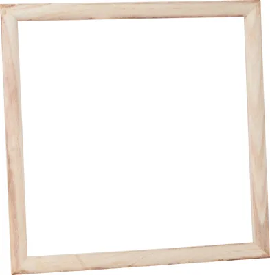 A square wooden picture frame is shown against a white background.