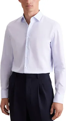 Image de Chemise Seidensticker bleue unie à col italien