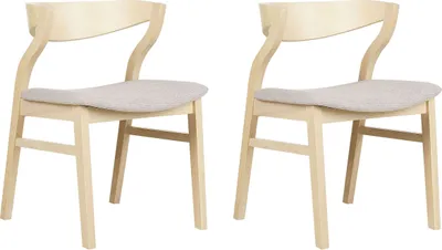 Produktbild von BELIANI Esszimmerstuhl 2er Set Beige Stoffbezug mit Hellen Holzbeinen Hohe Rückenlehne Retro Klassisches Design für Wohnzimmer Esstisch Gastronomie