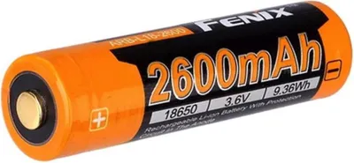 A single Fenix 18650 rechargeable lithium-ion battery with 2600 mAh capacity.