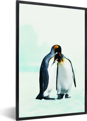 Produktbild von MuchoWow® MuchoWow® Gerahmtes Poster Pinguine - Schnee - Familie 60x90 cm - Poster mit zchwarzem Bilderrahmen - Kunst