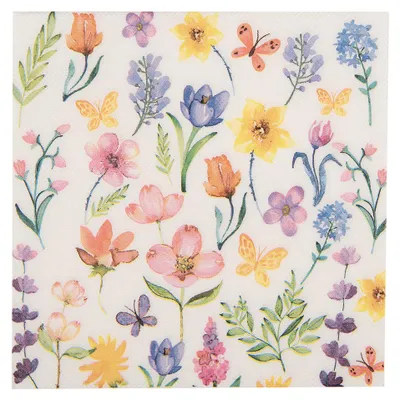 Produktbild von Clayre & Eef Servietten Papier 20er Set 33x33 cm Weiß Rosa Papier Blumen