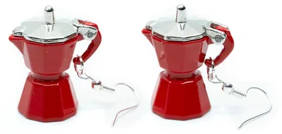 Produktbild von Espressokanne Ohrringe Miniblings Hänger Kaffeekanne Mokka Kaffeekränzchen rot