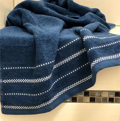 Produktbild von Handtuch Duschtuch Badetuch Frottier 100% Baumwolle Handtücher Typ674 Marineblau Duschtuch 140x70 cm