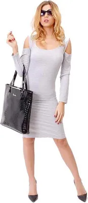 Produktbild von Damen Minikleid Schulterfrei Kleid Dress; S/M; Grau Meliert
