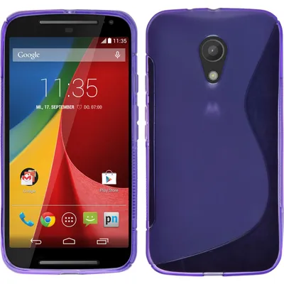 A split image showing the front and back of a purple phone case on a white background.