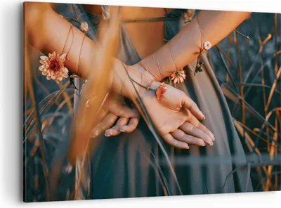 Produktbild von Bild auf Leinwand - Leinwandbild - Einteilig - Frau Hände Wiese - 120x80cm - Wand Bild - Wanddeko - Wandbilder - Leinwanddruck - Bilder - Wanddekoration - Leinwand bilder - Wandbild - AA120x80-5126
