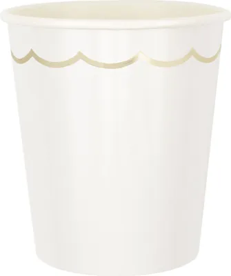 Image de 8 gobelets en carton blanc doré ondulé 200 ml -
