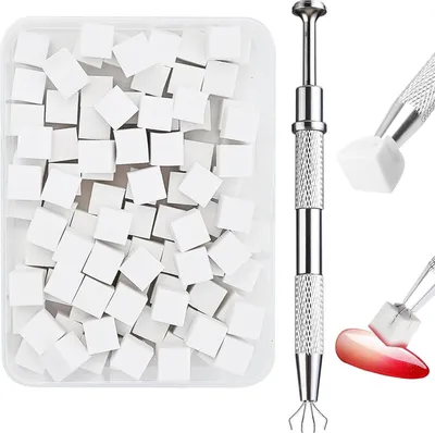 Produktbild von 100 Stück Nail Art Schwamm, Mini Ersetzbar Nagelschwämme, Nagel Schwamm mit Metallgreifer, Nagelkunst Schwammpinsel, Um Eine Vielzahl von Gradient Nail Art Patterns zu Erstellen