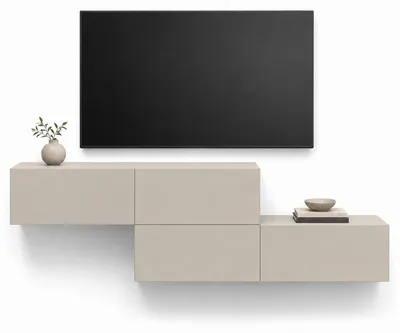 Produktbild von WEST TV-Lowboard 2x 140cm, wandhängend, mit Stauraum, versetzt montierbar, Kaschmir