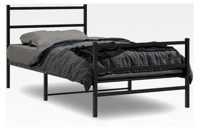 Produktbild von Metallbettgestell, ohne Matratze, mit Fußteil, schwarz, 100 x 200 cm
