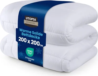 Produktbild von Utopia Bedding Bettdecke 200 x cm, Ganzjahresdecke 370 GSM Füllung, atmungsaktive Schlafdecke, Steppdecke, Super Weiche Kuschelige (Weiß)