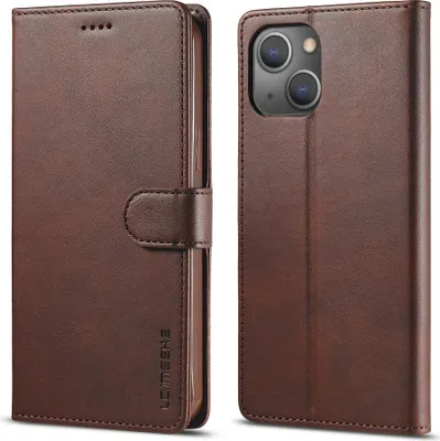 Produktbild von iPhone 13 Hülle - LC.IMEEKE Luxus Klapphülle - Dunkelbraun