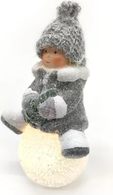 Produktbild von Winterkind Mädchen auf LED Schneeball 19cm Dekofigur Weihnachtsdeko