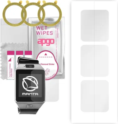 Produktbild von apgo 3 Stück Schutzfolie, klar, kompatibel mit Manta MA427 Smartwatch, Hydrogel Displayschutzfolie mit Positionierhilfe, Displayfolie, robust und kratzfest